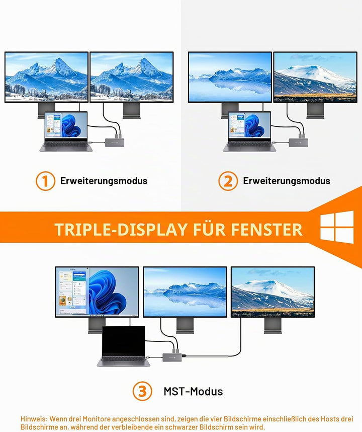 NOVOO Docking Station 4K@60Hz USB C Hub Triple Display Dual HDMI mit DisplayPort USB C Adapter Multi