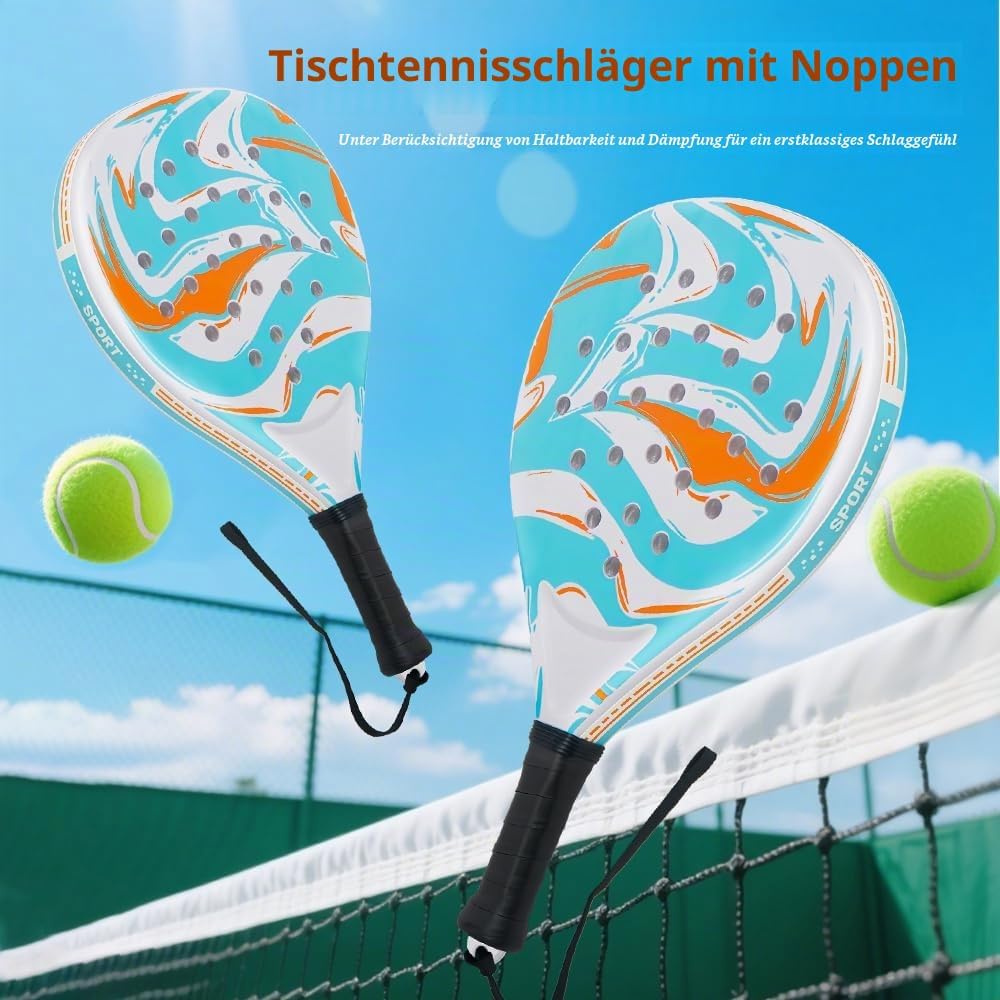 Padel Schläger-Set mit ABS-Oberfläche und Eva-Schaumkern, für Erwachsene, inklusive Zwei Bällen und