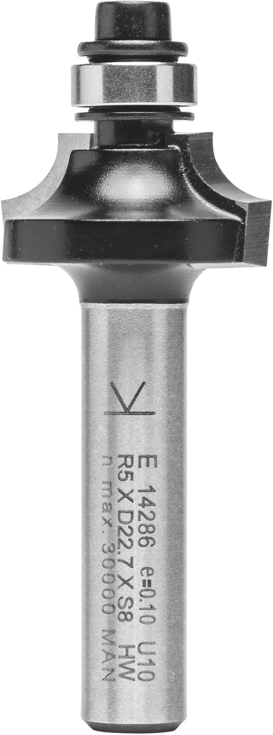 ENT 09806 Viertelstabfräser HW, Schaft (S) 8 mm, Durchmesser (D) 22,7 mm, NL 9,5 mm, R 5 mm, SL 32 m
