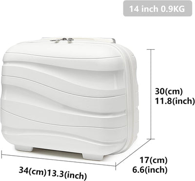 KONO Kosmetikkoffer Hartschale Klein Beautycase Damen Handgepäck, Polypropylen, 34x30x17cm (Creme We