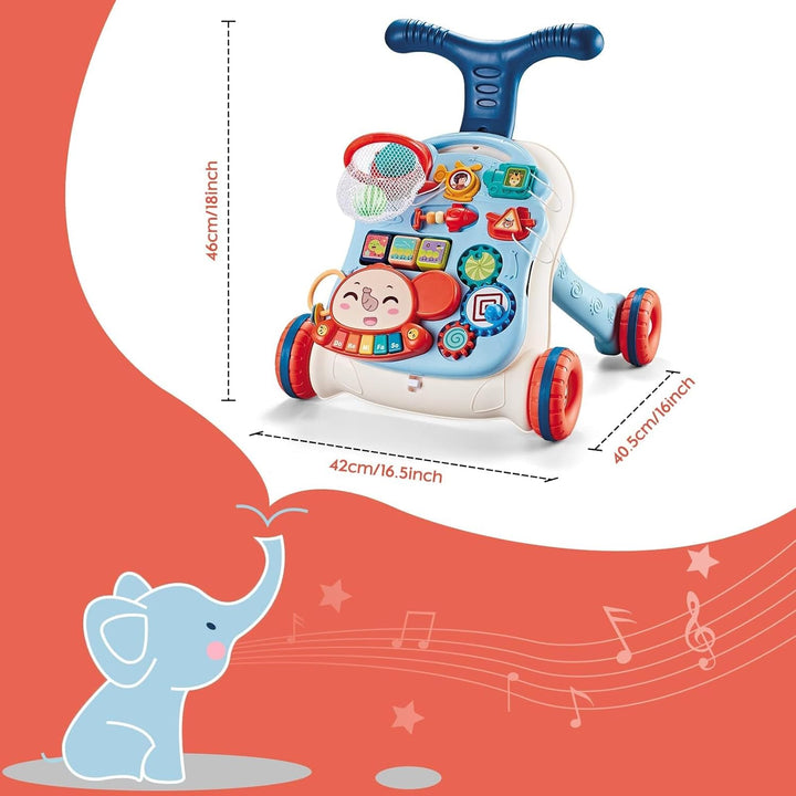 Lauflernhilfe für Kinder, 2 in 1 Lauflernwagen mit Montessori Spielzeug und Geräusche, Musik und abn