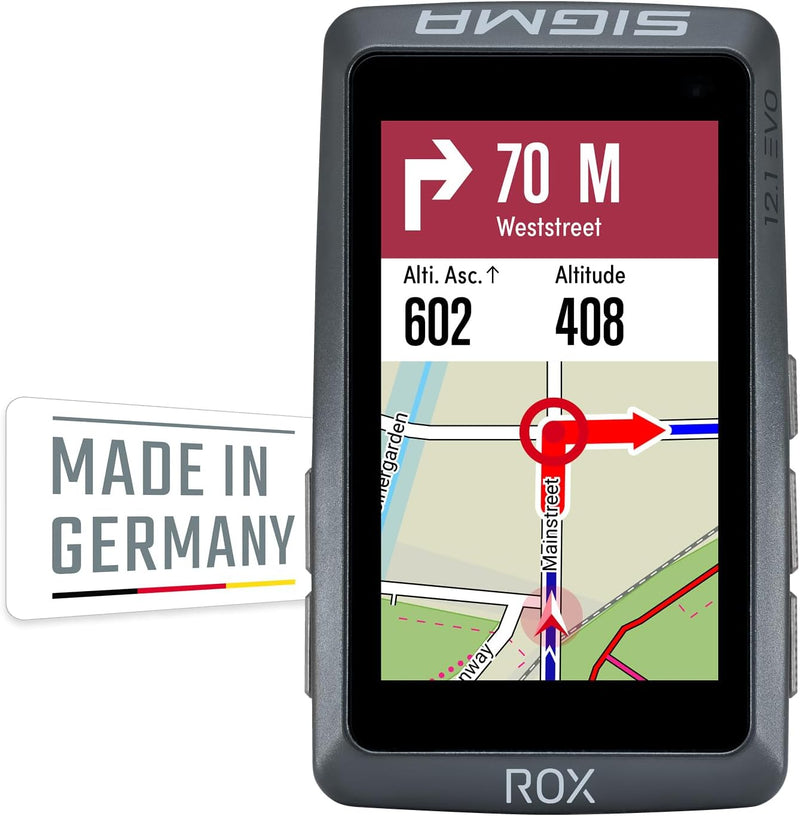 Sigma ROX 12.1 EVO Sensor Set - Night Grey Fahrrad-Navi Fahrrad Europa Bluetooth, GPS, GLONASS Varia