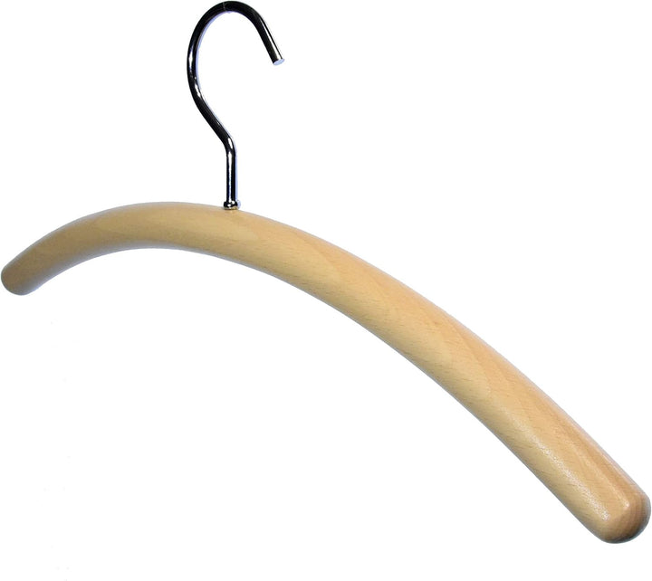 Hagspiel 10 STK. Garderobenbügel aus Buchenholz, Designerbügel „rund“ Natur lackiert, mit vernickelt