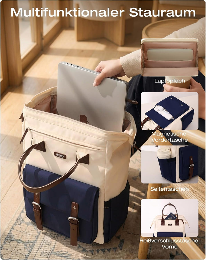 COOLIFE Rucksack Damen, 15.6 Zoll Laptop Rucksack, Leicht Tagesrucksack für Universitäten, Pendeln u