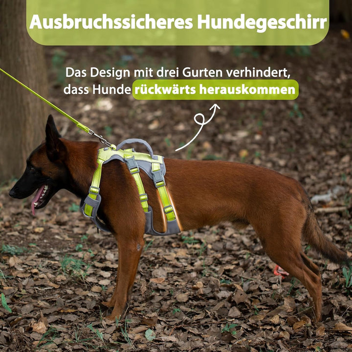 Huntboo Sicherheitsgeschirr Hund Ausbruchsicher, Panikgeschirr für Hunde, Reflektierendes Geschirr H