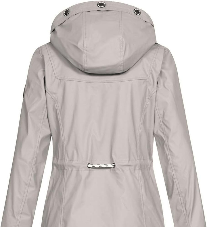 NEW VIEW Damen Regenjacke wasserabweisender Parka Annika Long mit Kapuze S Kitt FC20, S Kitt FC20