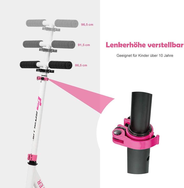 GOPLUS Scooter Kinder, Cityroller aus Aluminium bis zu 100kg, Kickscooter mit Schultergurt & LED Räd