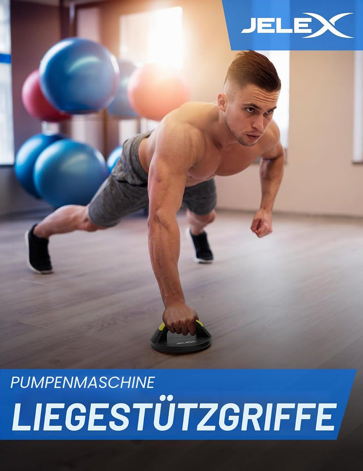 JELEX Pump Machine Push Up Bar handgelenkschonende Liegestützgriffe 2er-Set mit Rotationssystem zum