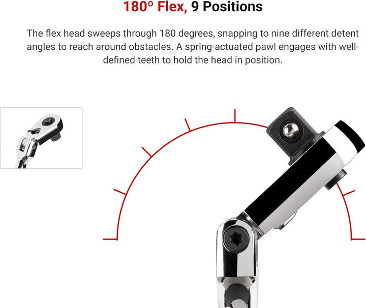 TEKTON 3/8 Zoll Antrieb x 8 Zoll Flex Schnellspann-Ratsche | SRH31108 3/8 Inch Drive x 8 Inch Schnel