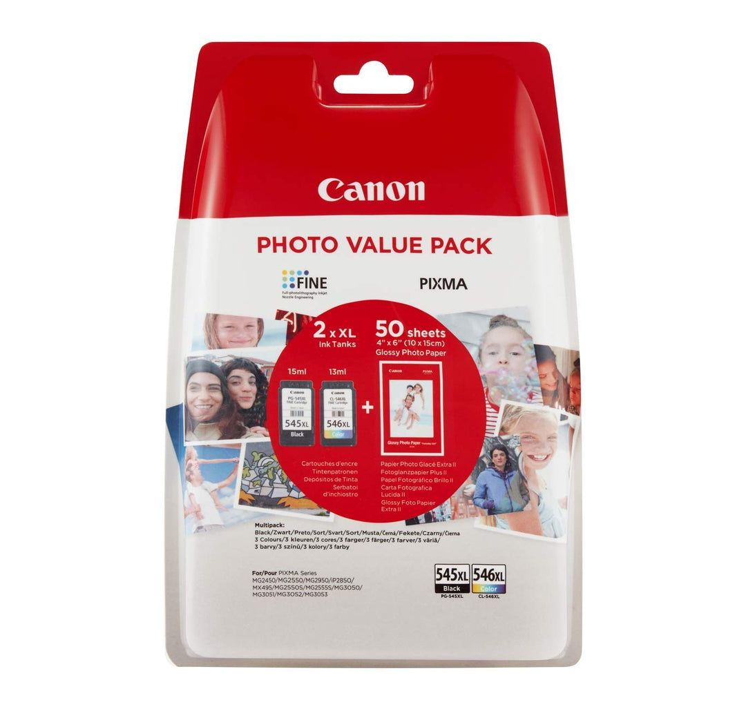 Canon PG-545 XL/CL-546XL Photo Value Pack - 2er-Pack - Hohe Ergiebigkeit - Schwarz, Farbe (Cyan, Mag