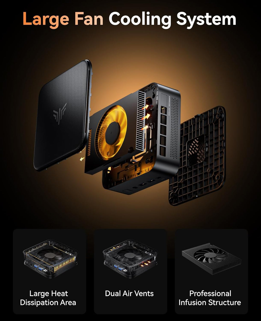 NiPoGi AM02PRO Mini PC AMD Ryzen 7 5700U 16GB Dual DDR4 512GB SSD Micro Desktop Computer mit Radeon