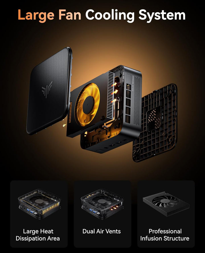 NiPoGi AM02PRO Mini PC AMD Ryzen 7 5700U 16GB Dual DDR4 512GB SSD Micro Desktop Computer mit Radeon