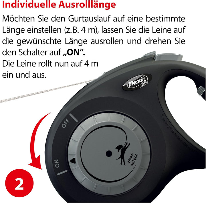 flexi® Select M Gurt 0-7 m schwarz, Roll-Leine für Hunde bis 25 kg M: 0-7m (max. 25kg) schwarz, M: 0