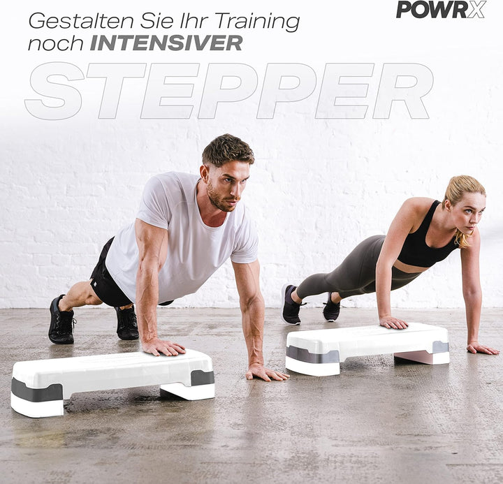 POWRX Steppbrett Fitness höhenverstellbar 10-15cm für Zuhause rutschfest versch. Farben - Stepper, S
