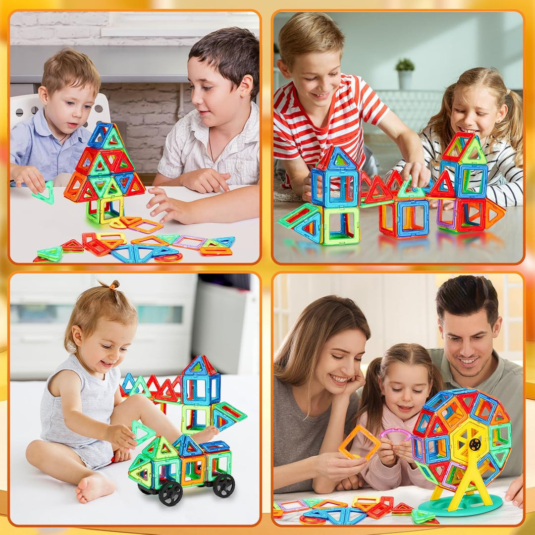 COOLJOYA Magnetische Bausteine 42 Teile | STEM Magnet Bausteine für Kinder | Magnet Montessori Spiel