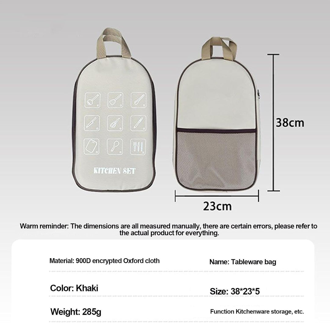 Camp Kitchen Organizer, Camping Accessory Organizer, 38x23x3cm High Capacity Camping Cooking Utensil