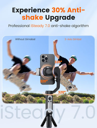 hohem iSteady V2S Smartphone Gimbal, 3-Achsen Handy Gimba mit AI Tracking, Tragbar und Faltbar, Andr
