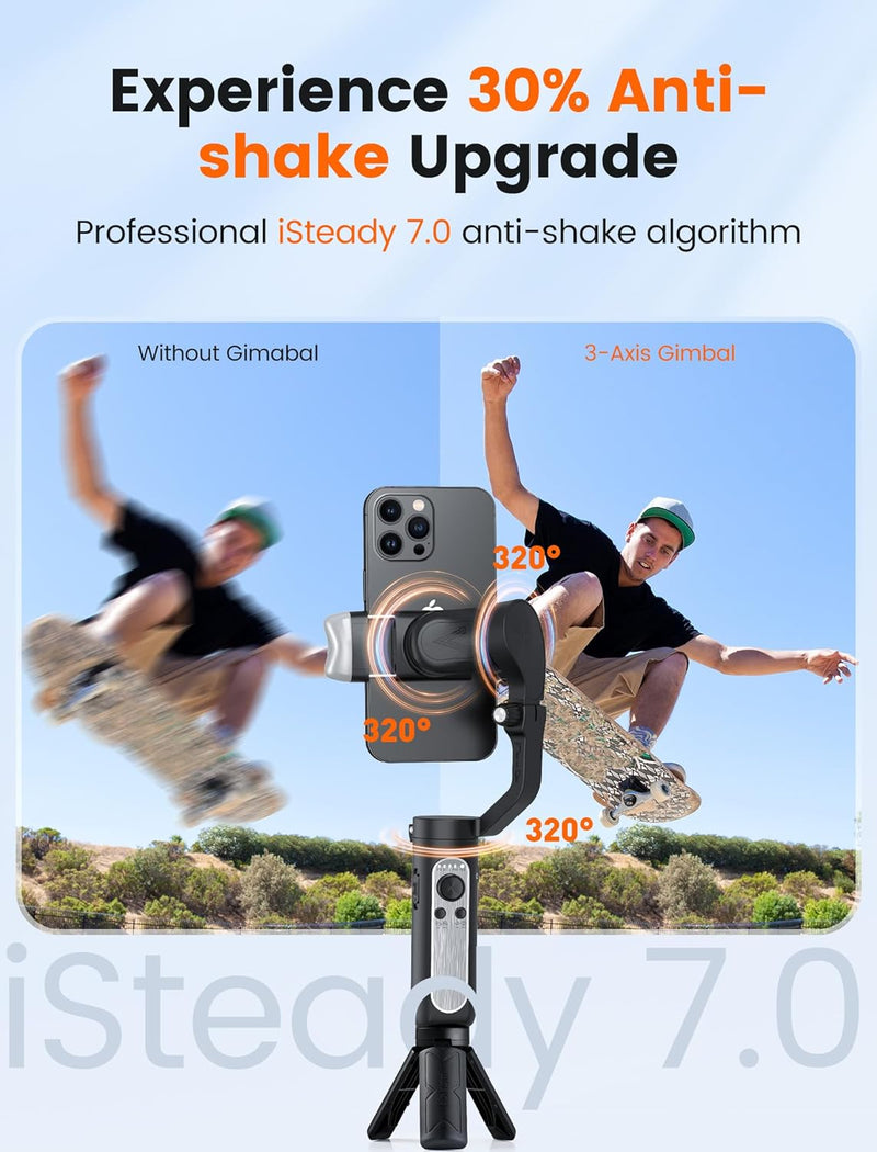 hohem iSteady V2S Smartphone Gimbal, 3-Achsen Handy Gimba mit AI Tracking, Tragbar und Faltbar, Andr