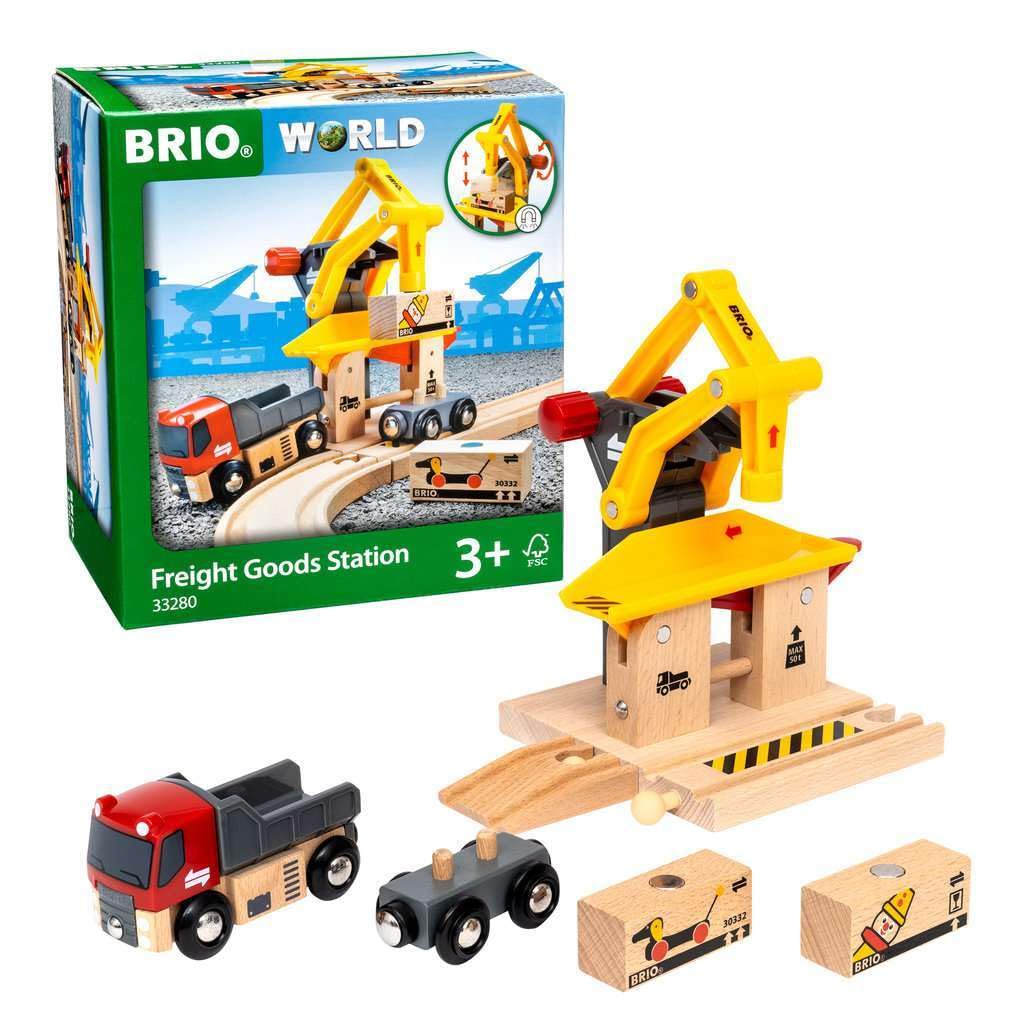 BRIO World 33280 Frachtverladestation - Eisenbahnzubehör Holzeisenbahn - Kleinkinderspielzeug empfoh