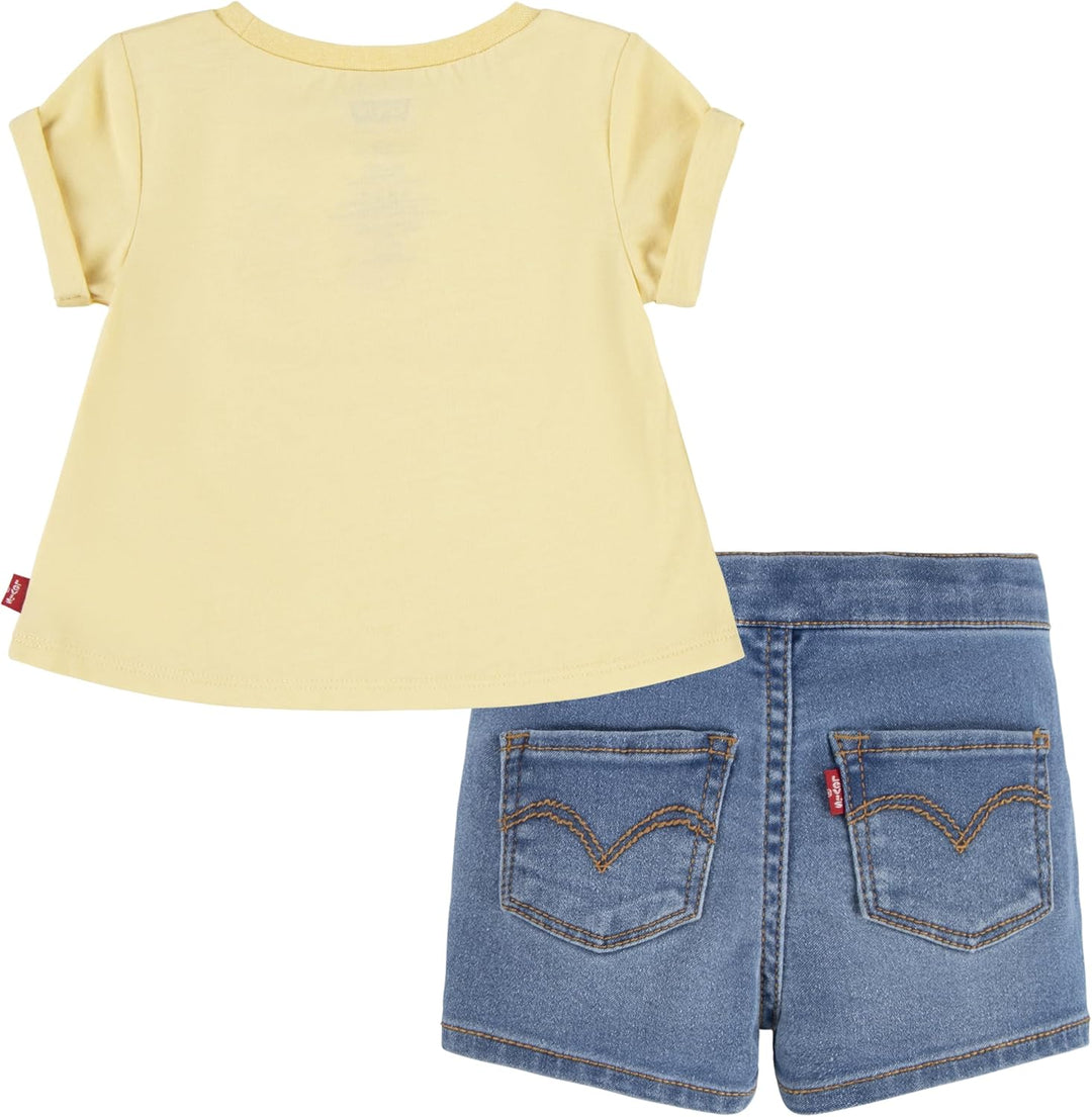Levi's Baby-Mädchen Tee and Short Set Sgss241 Abgestimmte Outfits, 6 Monate GOLDEN HAZE