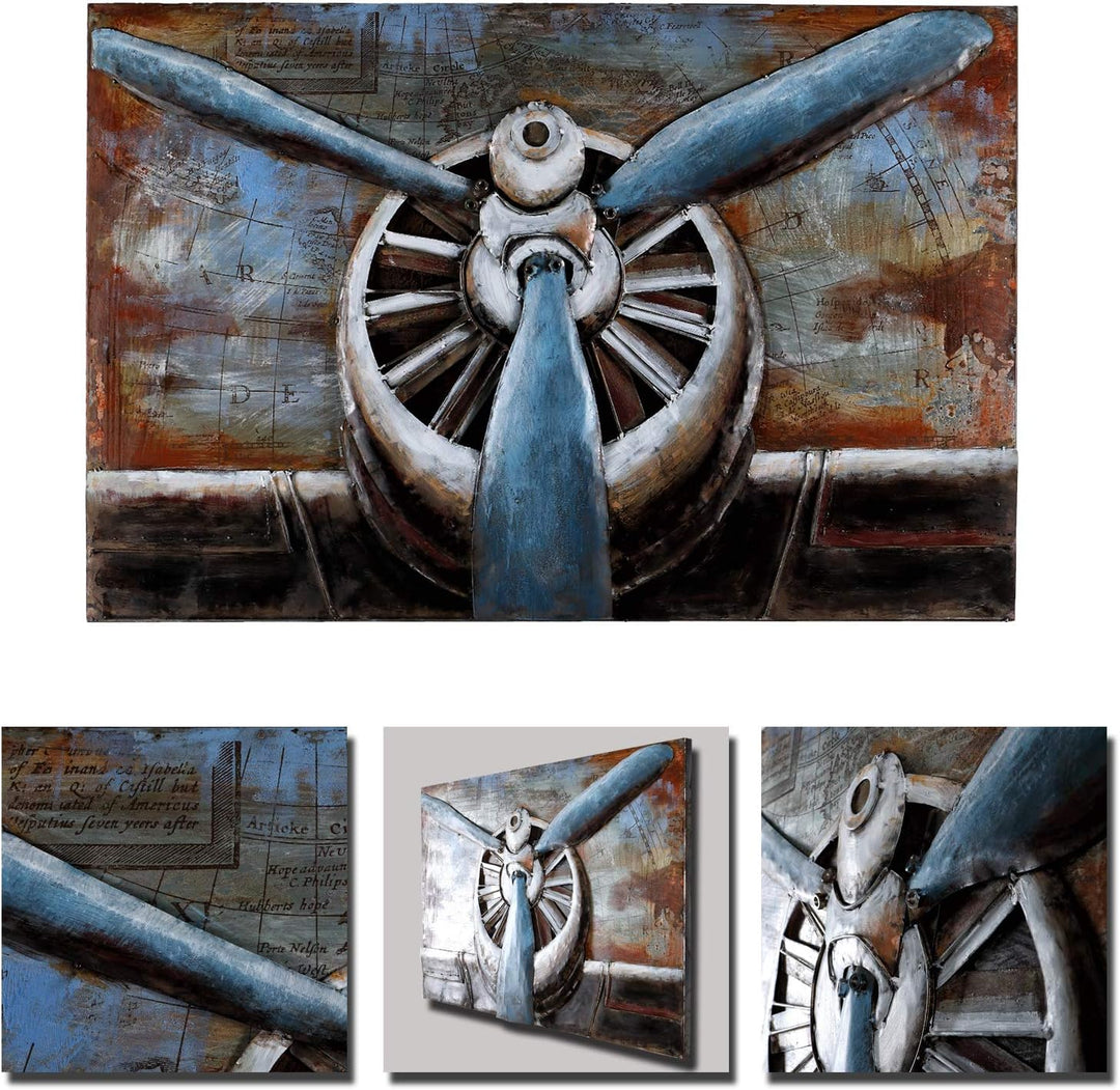 Metallbild Propeller handgefertigt 3D-Bild Relief Kunst Bild Metall 112x75cm