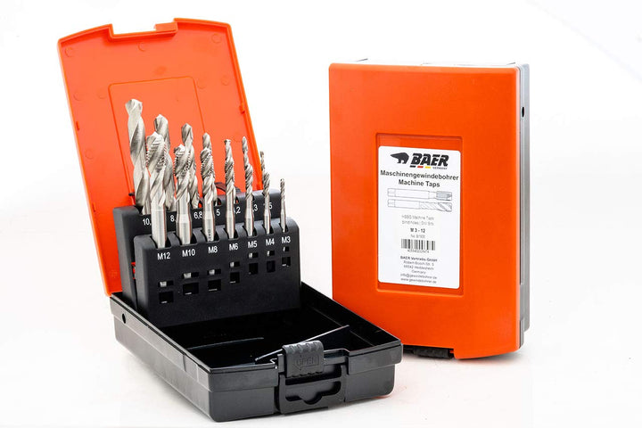 BAER Gewindeschneider Set HSSG: Maschinengewindebohrer Sackloch, Kernlochbohrer: M 3 - M 12 - Gewind