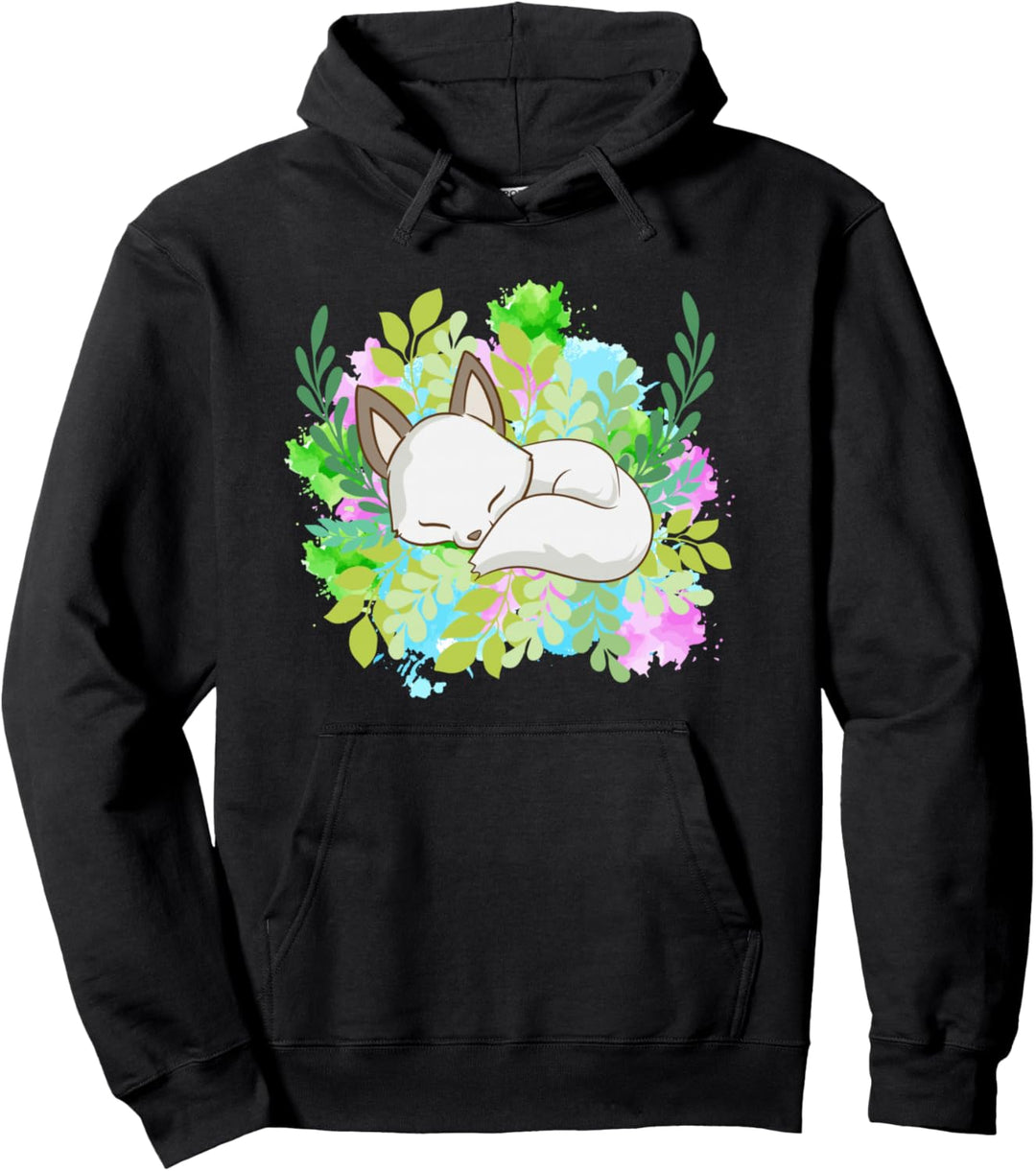 Cute Kawaii Anime - White Japan Fox - Aesthetic Japanese Pullover Hoodie