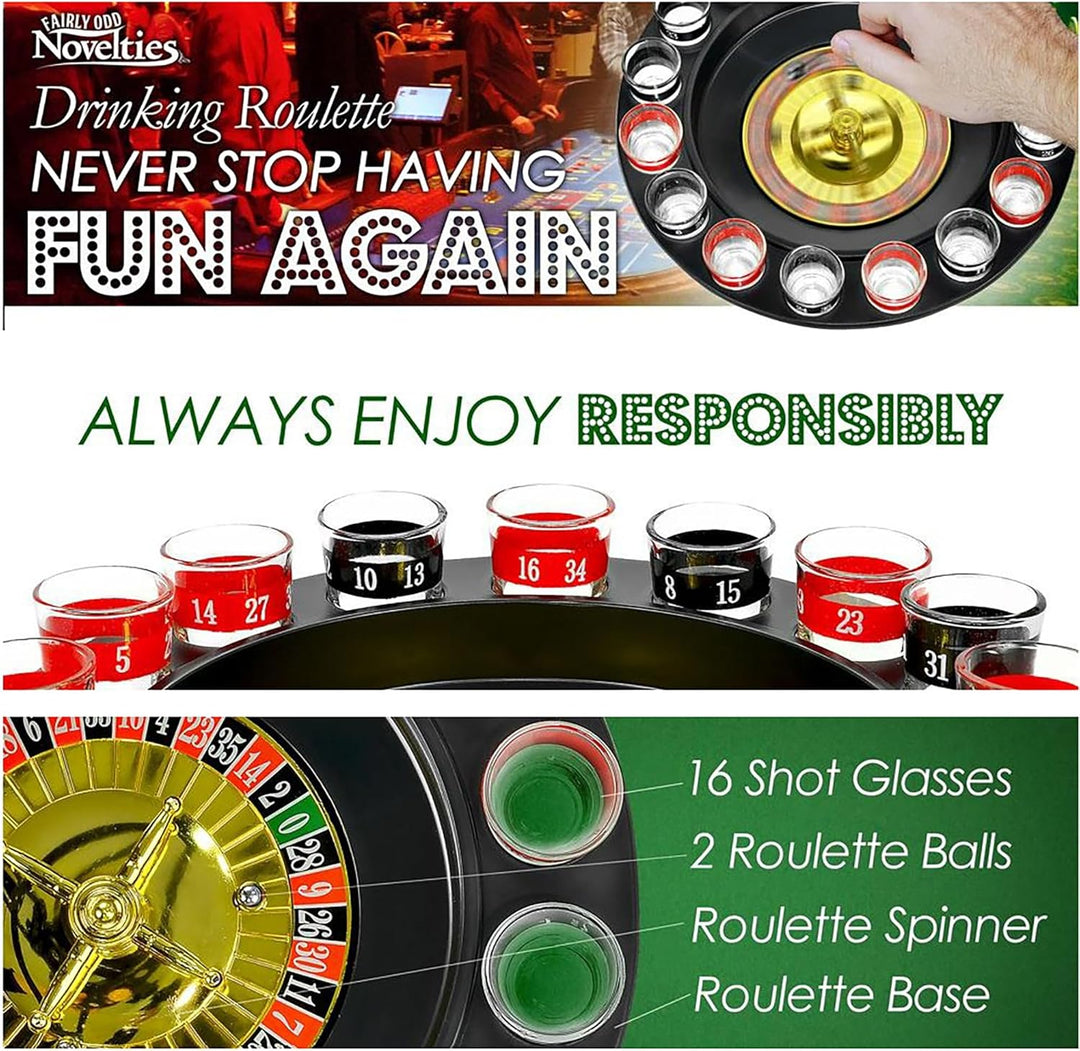 WANTED Schnapsglas Roulette Komplettset Trinkspiele, Kunststoff, rot/schwarz, 16PCS Set, 16PCS Set