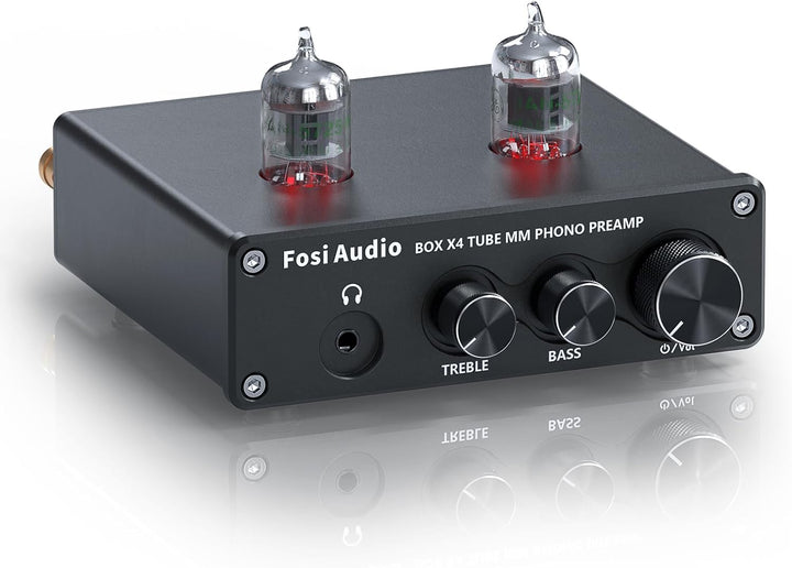 Fosi Audio X4 HiFi Phono Röhren Vorverstärker, Hi-Fi Röhrenvorverstärker Kopfhörerverstärker, JAN 56