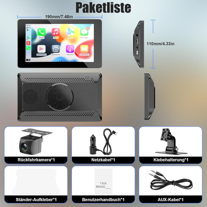 Wireless Carplay Display Android Auto Display mit Stehende Halterung 7 Zoll Touchscreen Auto Display