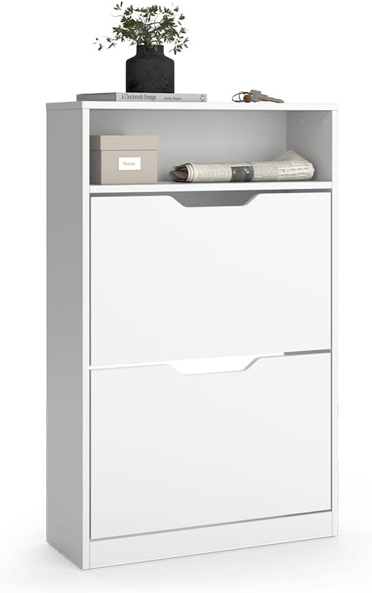 Vicco Schuhkipper Luca, Weiss, 59 x 94 cm mit 2 Kippfächern | mit 2 Fächern Weiss 2 Fächer, Weiss 2