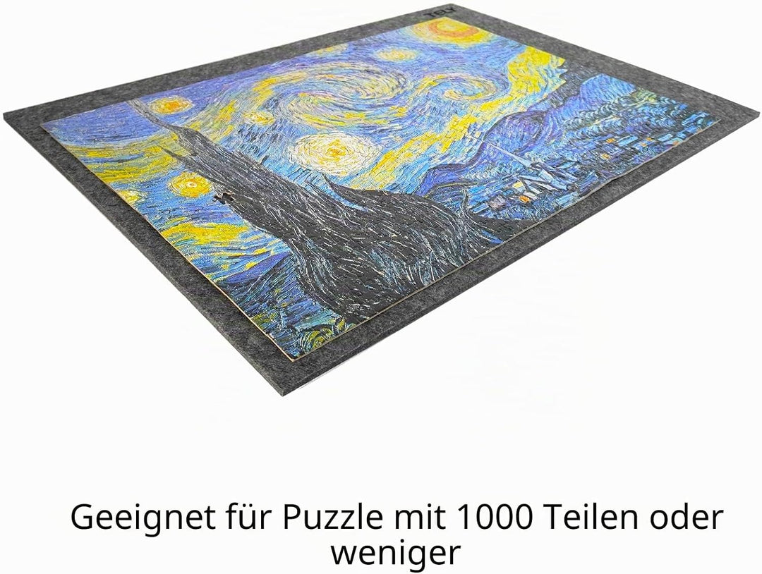 TELY Klappbare Puzzlematte aus Filz für bis zu 1000 Puzzleteile, faltbar zur einfachen Aufbewahrung,