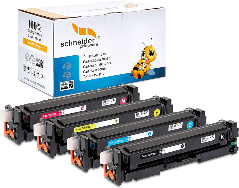 4 Schneider Printware Toner | 40% mehr Leistung | kompatibel für HP 125a für Color Laserjet CM1312nf