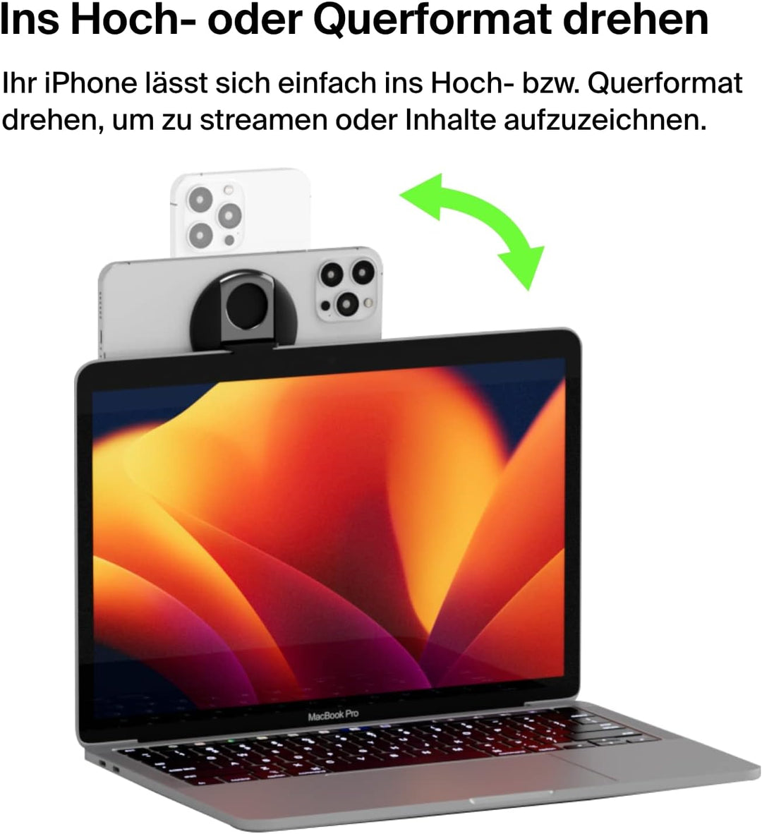 Belkin iPhone-Halter mit MagSafe für Mac-Notebooks; einfache magnetische Befestigung zur Verwendung