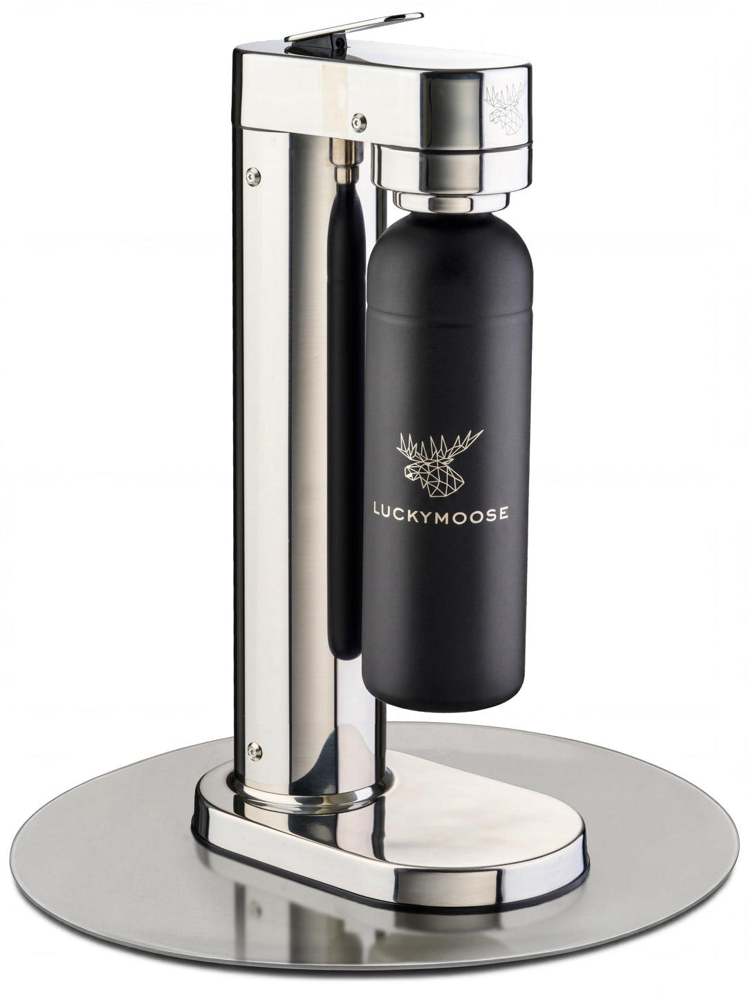 Luckymoose Infinity-S Wassersprudler aus hochwertigem Edelstahl (Silver/Black) – inkl. 2x 1,25L Edel