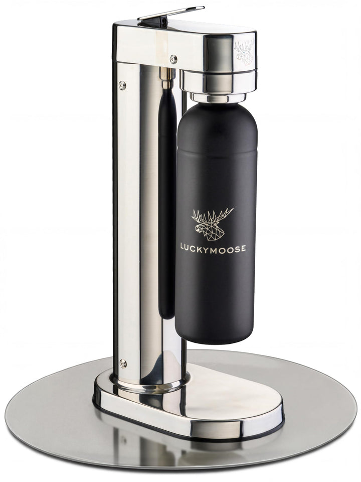 Luckymoose Infinity-S Wassersprudler aus hochwertigem Edelstahl (Silver/Black) – inkl. 2x 1,25L Edel