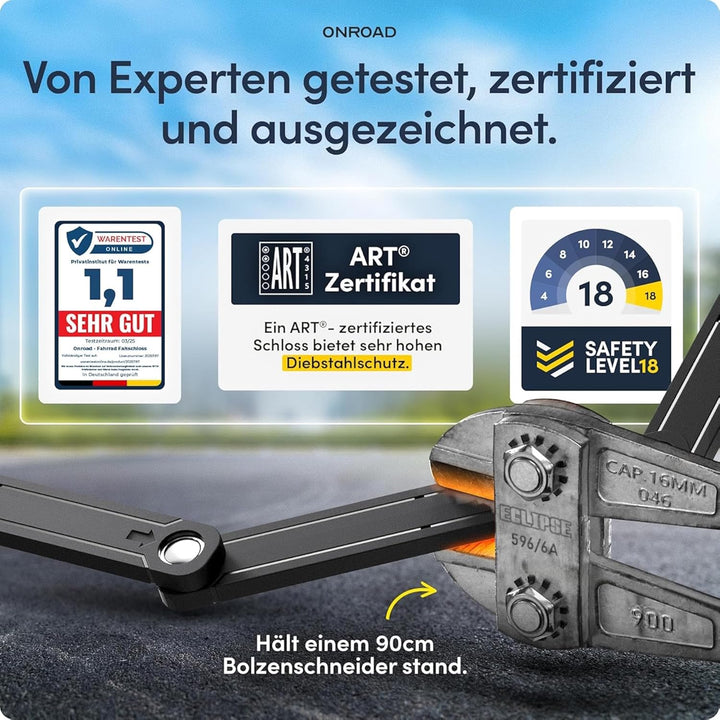 Faltschloss Fahrrad Onlock Ultra 120cm diebstahlsicher – Fahrradschloss hohe Sicherheit - Robustes &