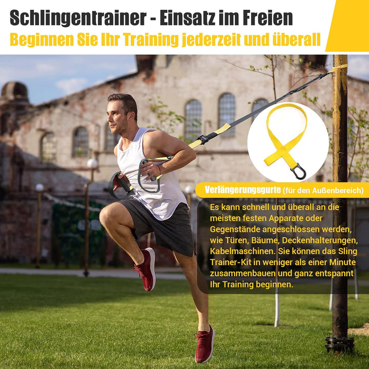 Schlingentrainer, Sling Trainer für EIN Ganzkörpertraining, Schlingentrainer für zuhause mit Grossem