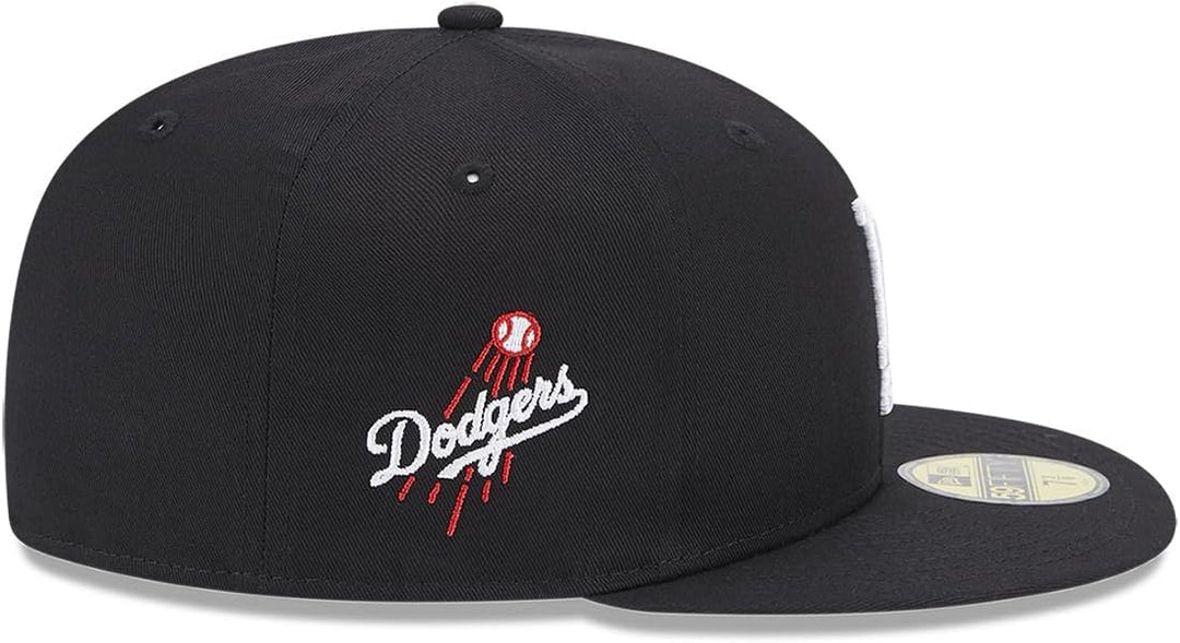 New Era Team Side Patch 59Fifty Cap LA Dodgers Schwarz Weiss, Size:7 3/4