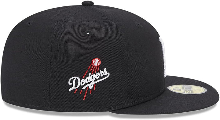 New Era Team Side Patch 59Fifty Cap LA Dodgers Schwarz Weiss, Size:7 3/4
