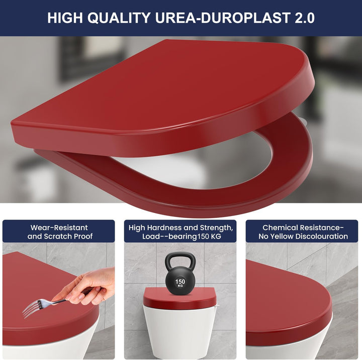 YEAUPE PRO Toilettendeckel mit Absenkautomatik D-Form [KURZ],WC Sitz mit Puller Lid,Toilettensitz mi