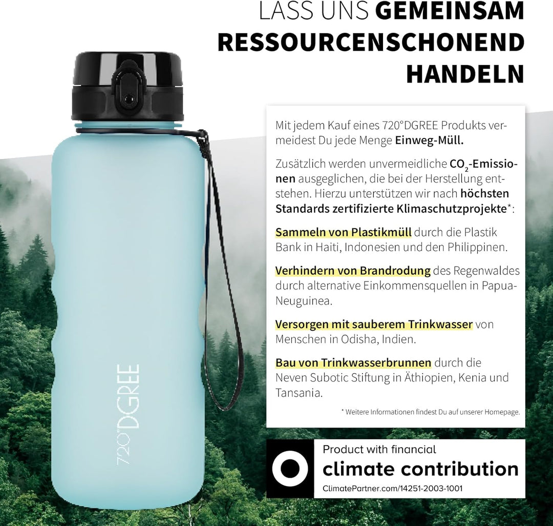 720°DGREE Trinkflasche “uberBottle“ 350ml, 500ml, 650ml, 1l softTouch +Früchtebehälter - Auslaufsich