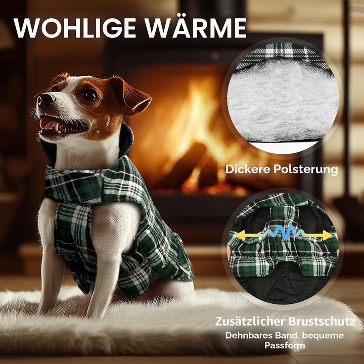 VIVAGLORY Softjoy Hundemantel, Wintermantel mit Bauchschutz, Hundejacke für Winter &amp; Weihnachten, Wa
