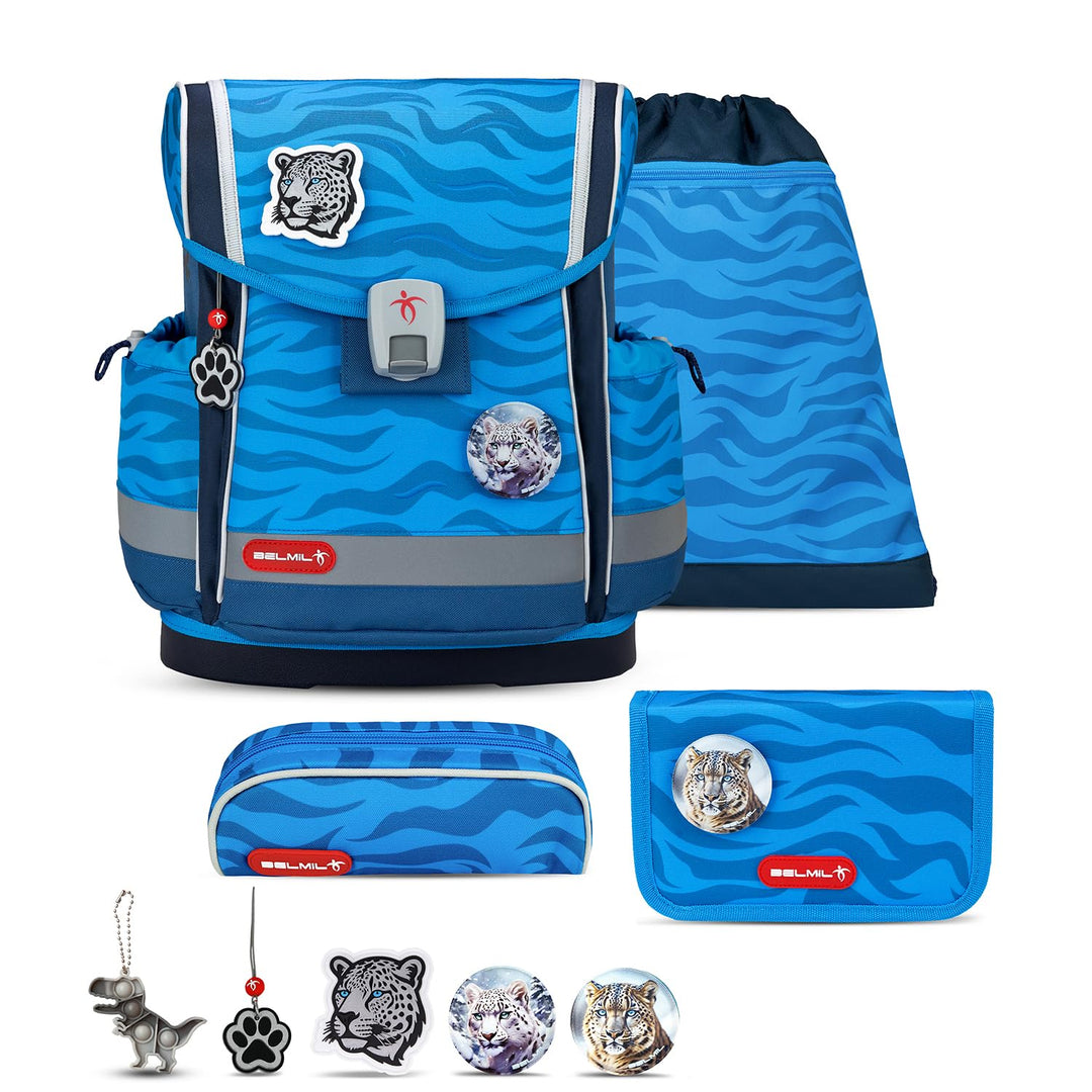 Belmil Classy Plus Schulranzen Set 6-teilig mit extra Schlüsselanhänger (405-78AG/S/K) (Animal Kingd