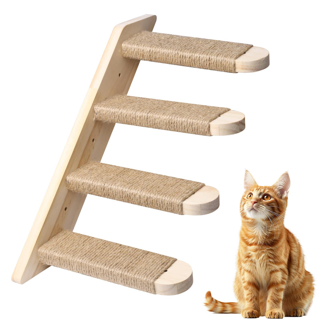 Katzentreppe Wand 4 Stufen Kletterwand für Katzen, DIY Kletterwand Katzen, Katzenleiter Mit Juteseil