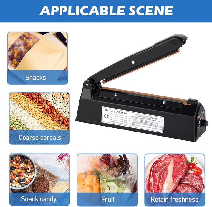 Heisssiegelgerät Folienschweissgerät 200mm, Folienschweissgerät, Impulse Heat Bag Sealer, Bag Sealer