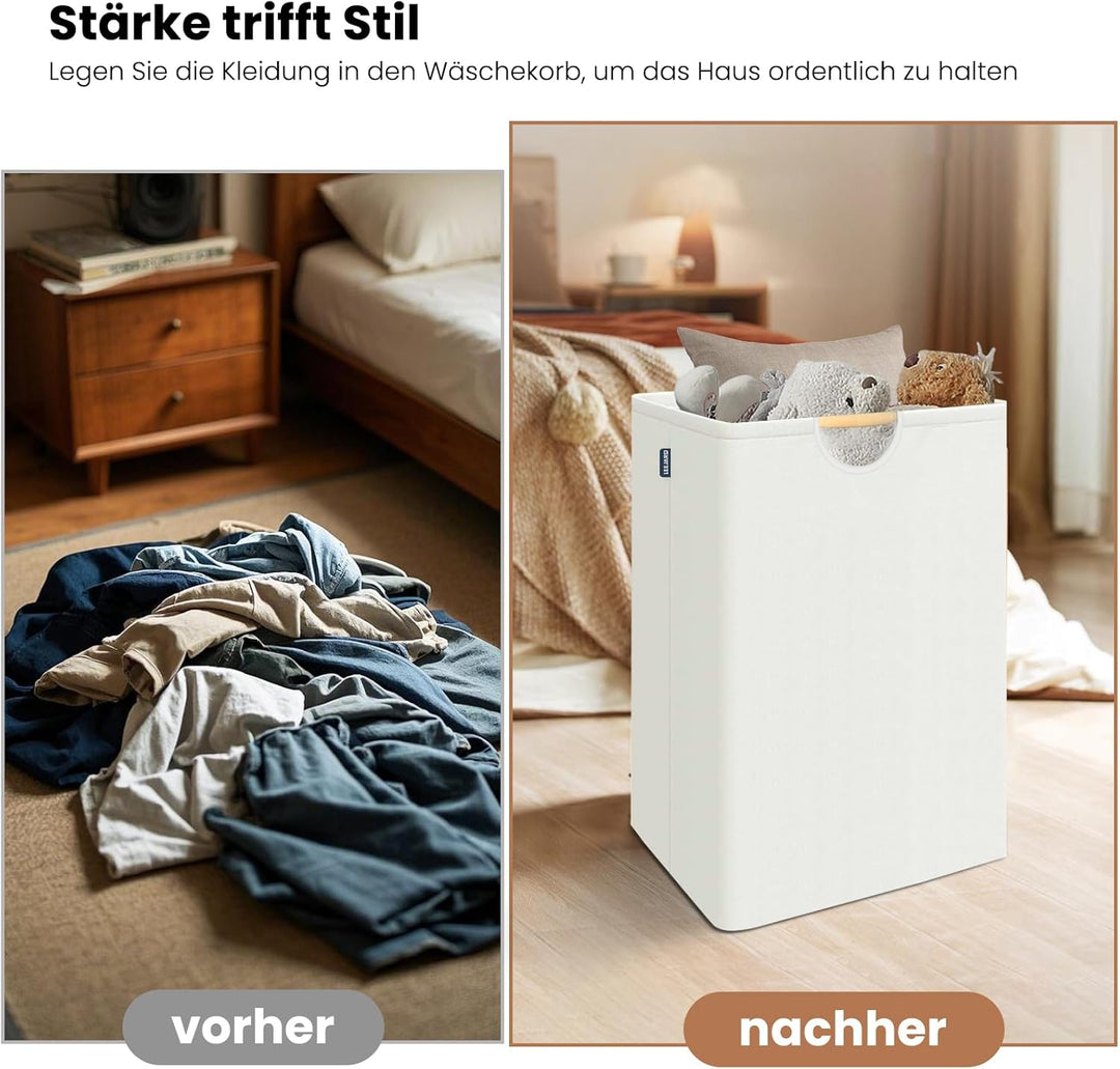 2 Stück Wäschekorb mit Henkel, 80L Faltbarer und Waschbarer Wäschekorb für Waschküche &amp; Badezimmer,