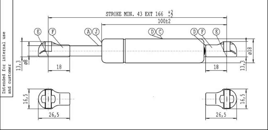 Stabilus 6577YO Gasfeder 300 N Schwarz