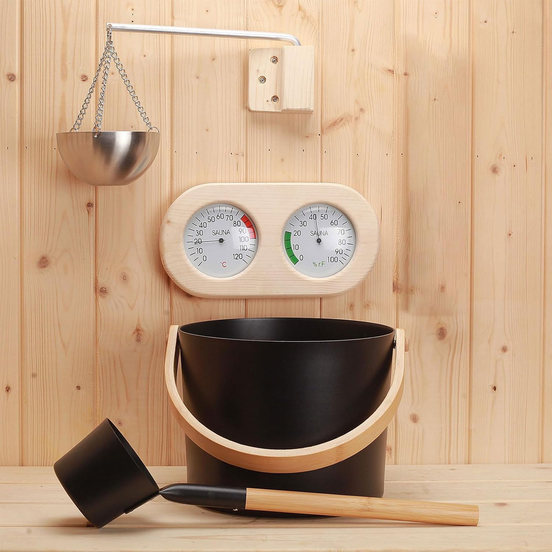 Yiida Sauna Zubehör Set 5 Teilig, 7L Saunakübel, Saunazubehör Saunakübel Set, Mit Kelle, Saunaset Kü