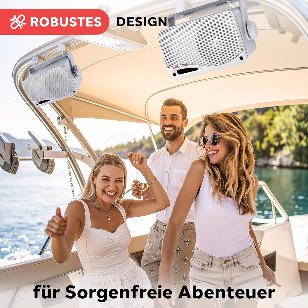 Pyle Wasserdichte Lautsprecher 3.5-Zoll-200-Watt 3-Way Wetterfeste Mini Box, Silber, PLMR24S